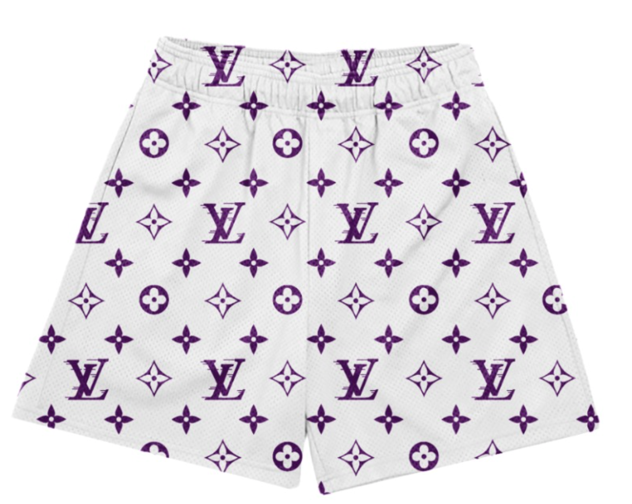 WHITE PURPLE L V SHORTS