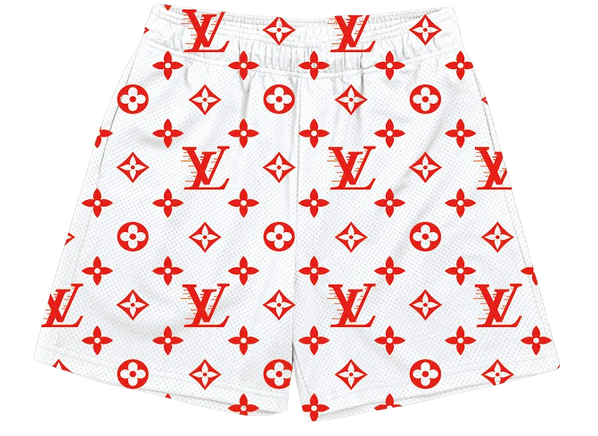 WHITE RED L V SHORTS